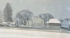 Cartigny, Suisse par Claude Sauthier - Gouache sur papier 38x68 cm