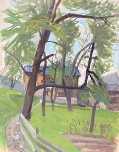 À travers les arbres by Henri Goetz - Gouache on paper 37x47 cm
