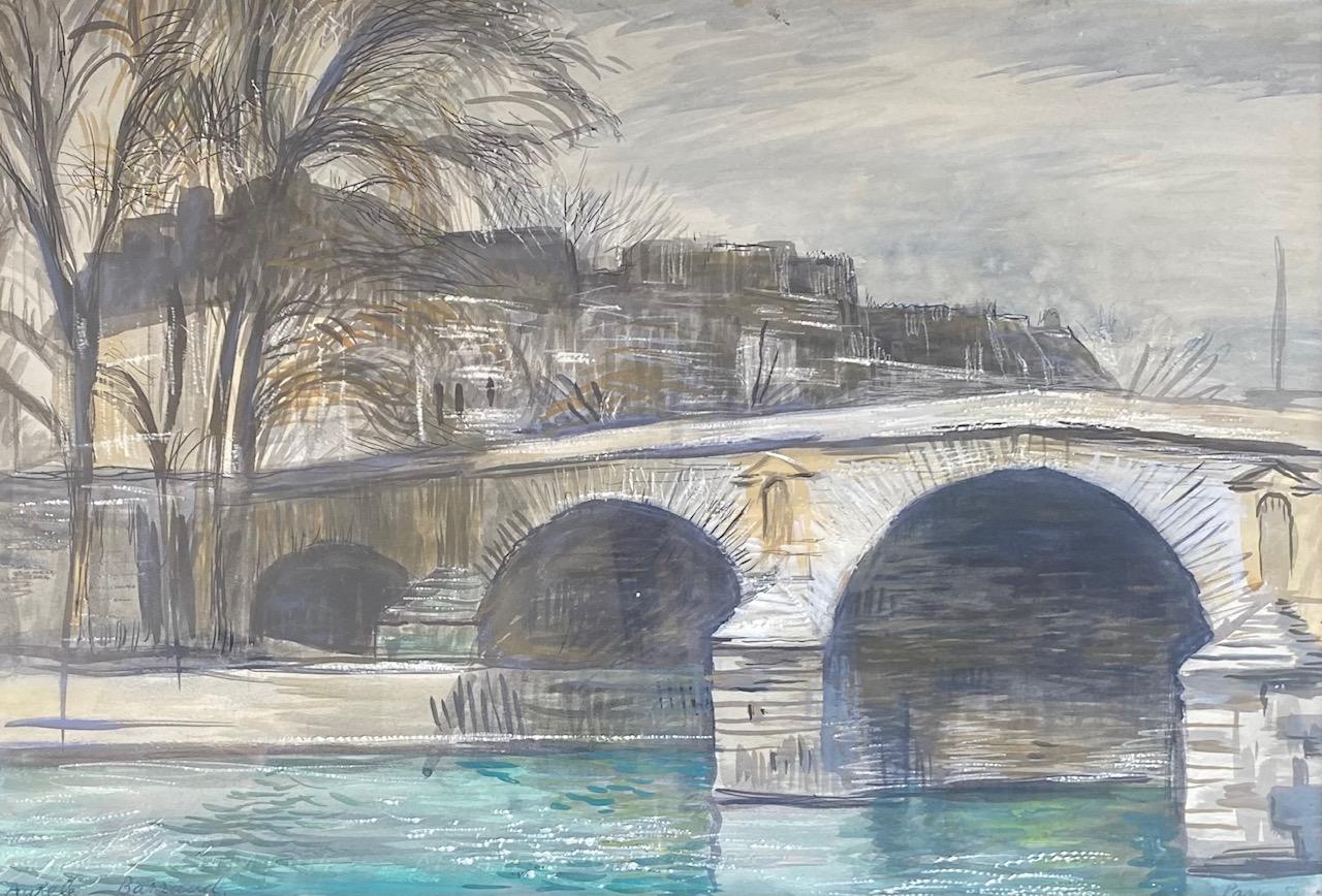 Pont de Paris von Aurèle Barraud - Gouache auf Papier 36x52 cm