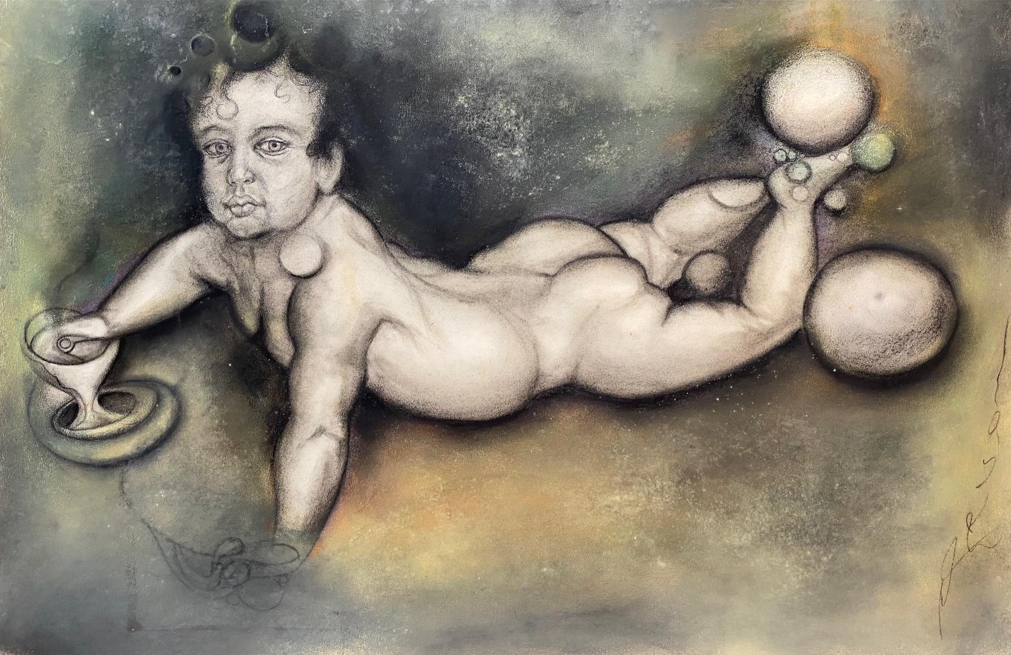 Composition surréaliste de José Gerson n°3 - Pastel sur papier 45x69 cm