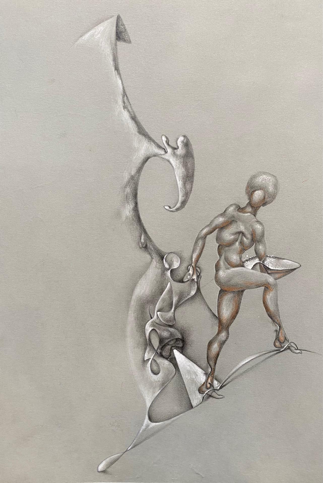 Surrealist composition by José Gerson n°4 - Drawing 42x28 cm