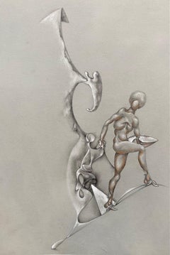 Surrealist composition by José Gerson n°4 - Drawing 42x28 cm