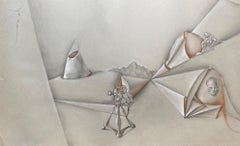 Surrealistische Komposition von José Gerson n°5 - Zeichnung 37x60 cm