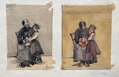Diptych of a mother and her daughter 