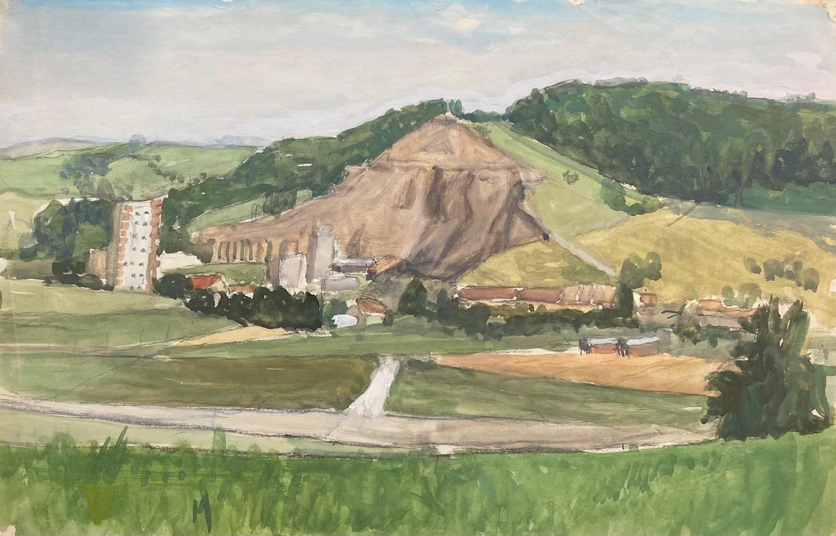 Isaac Charles Goetz Landscape Art - The career by Charles Goetz - Watercolor 37x56 cm