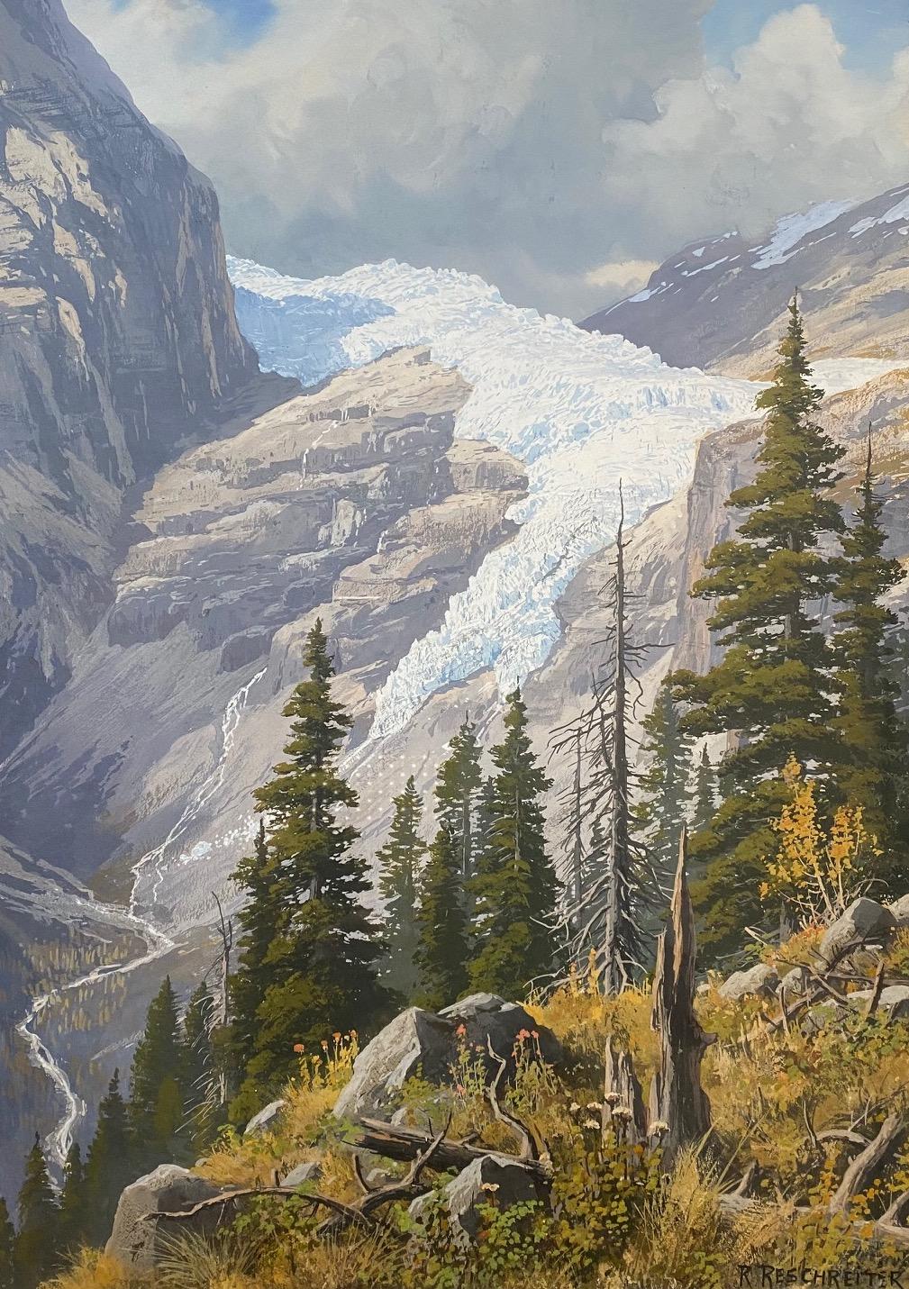 Glacier de Rudolf Reschreiter - Gouache sur papier 35x50 cm