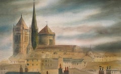 "Cathédrale Saint Pierre, Ginebra" de Jacques Tornare - Acuarela 33x53 cm