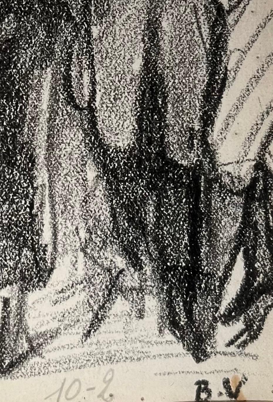 Meeting by Benjamin II Vautier - Graphite on paper - 21x15 cm For Sale 1