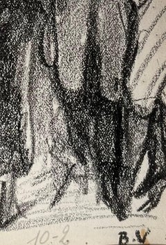 Meeting by Benjamin II Vautier - Graphite on paper - 21x15 cm