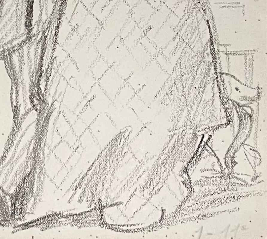 Young Couple by Benjamin II Vautier - Graphite on paper - 19x13 cm For Sale 2