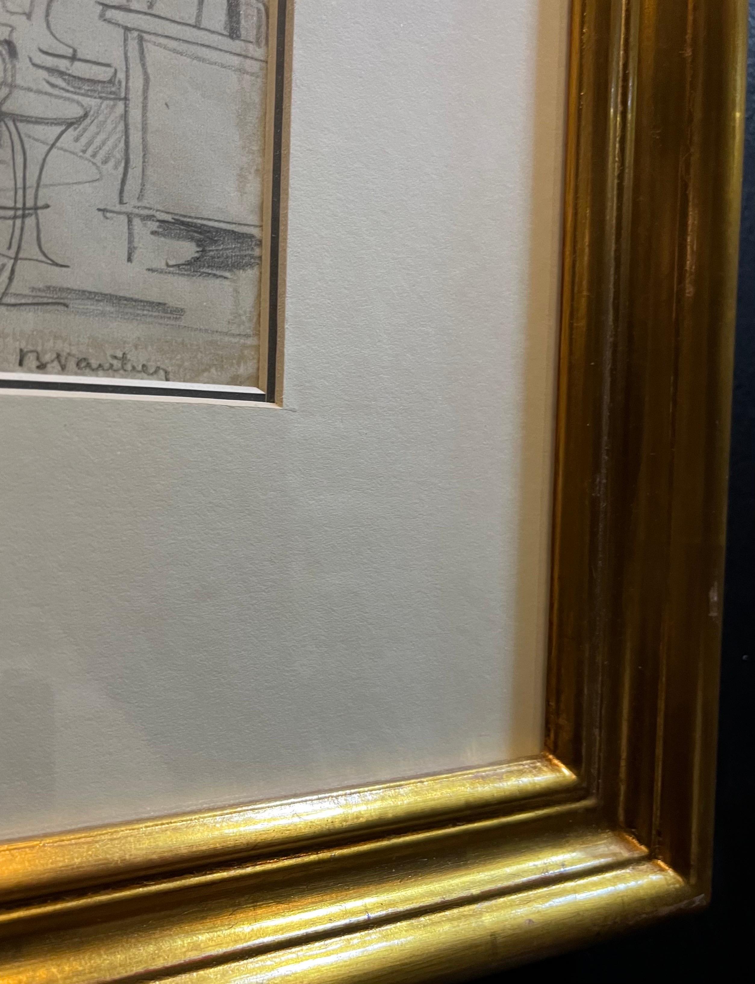 The Buvette by Benjamin II Vautier - Graphite on paper - 19x21 cm For Sale 4