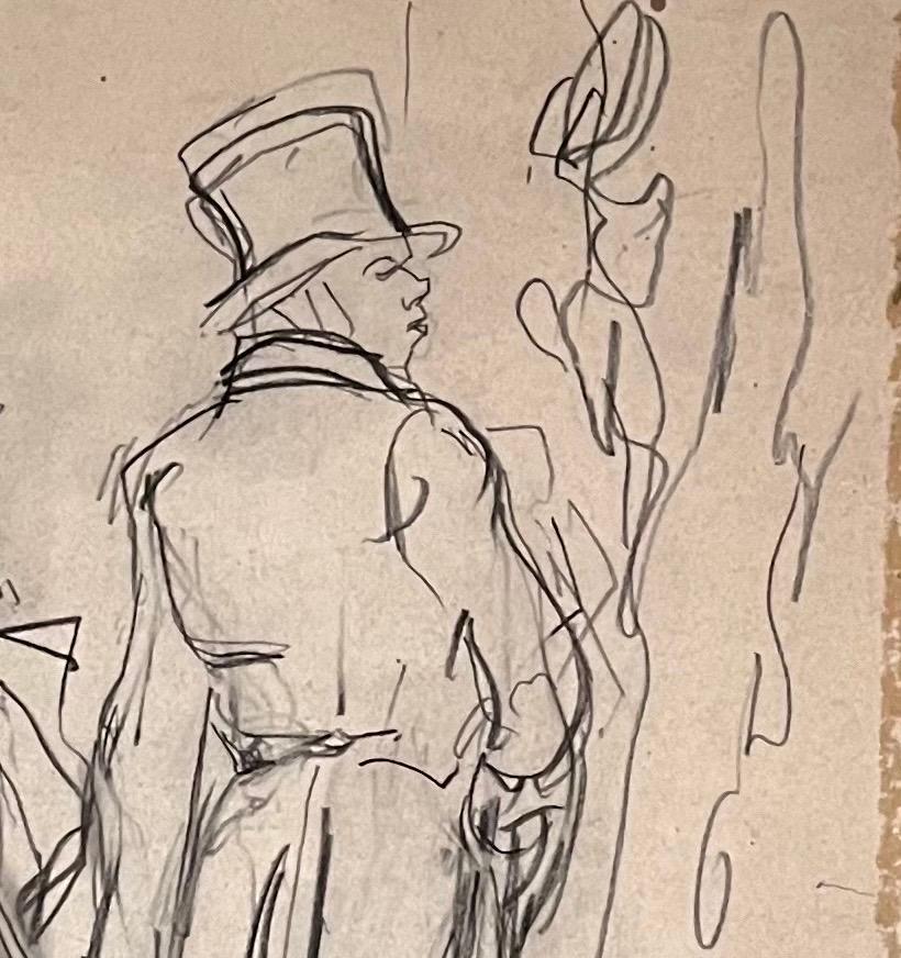 Duel Between Gentlemen by Benjamin II Vautier - Graphite on paper - 26.5x21 cm For Sale 3