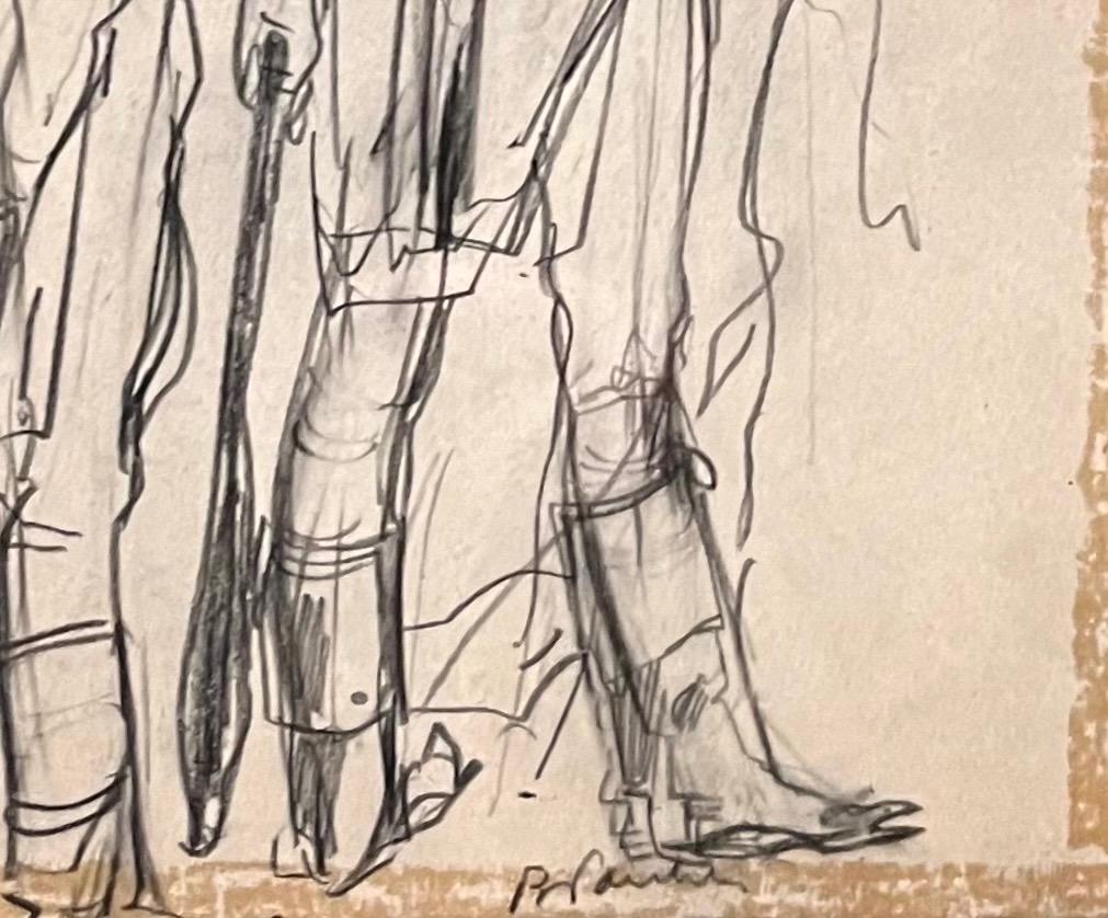 Duel Between Gentlemen by Benjamin II Vautier - Graphite on paper - 26.5x21 cm For Sale 4