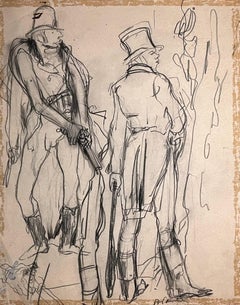 Duello tra gentiluomini di Benjamin II Vautier - Grafite su carta - 26,5x21 cm