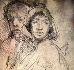 Portrait d'un couple d'Otto Vautier - Graphite sur papier - 25 x 18 cm
