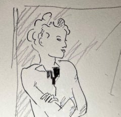 Junge am Fenster von Benjamin II Vautier - Graphit auf Papier - 18,5x11 cm