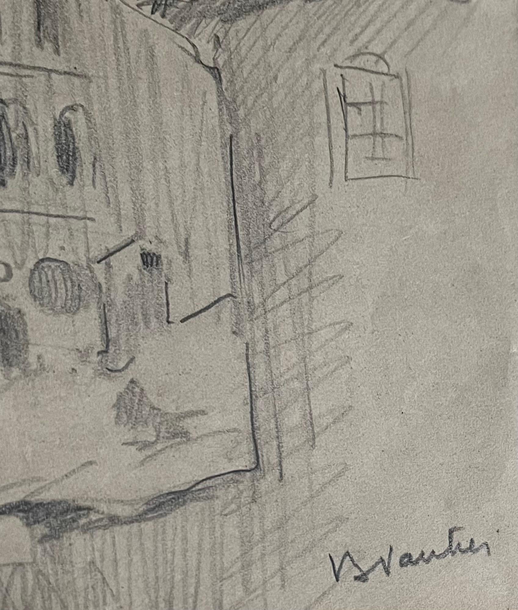Bell Tower by Benjamin II Vautier - Graphite on Paper - 17x22 cm For Sale 6