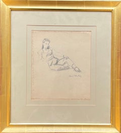 Posing Lady by Benjamin II Vautier - Graphite on Paper - 22x19 cm