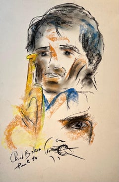 "Chet Baker" by Gilbert Pauli - Pastel on Paper - 48x32 cm