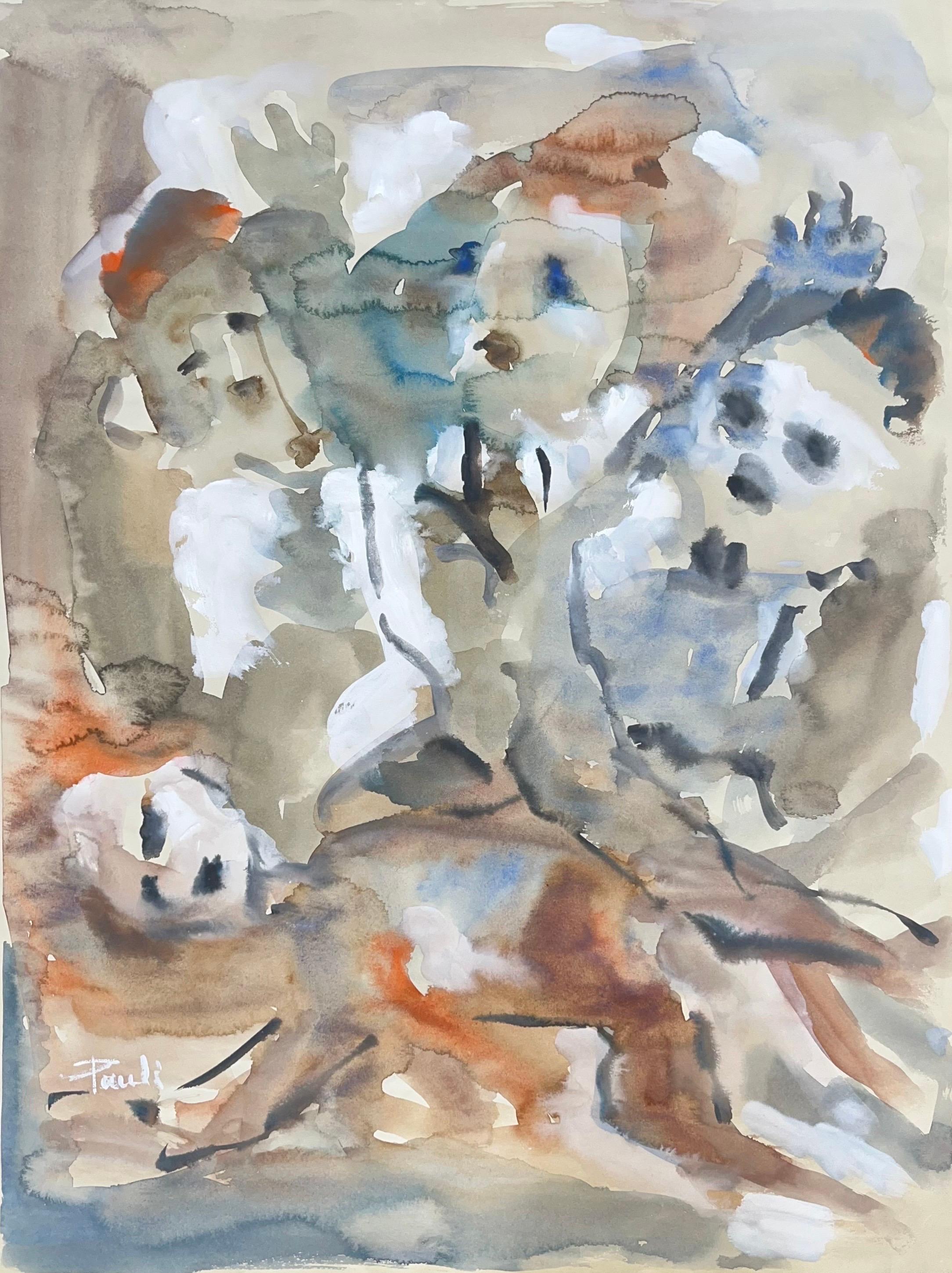 "Niños en rebelión" de Gilbert Pauli - Acuarela sobre papel - 48x36 cm