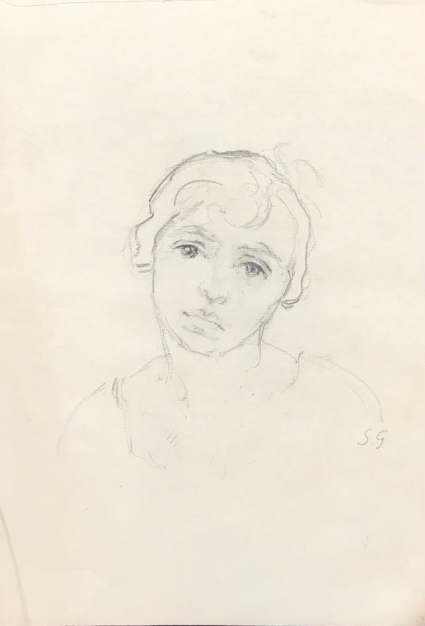 Sketch-Frauenporträt von Stephanie Guerzoni - Skizze auf Papier 26x37 cm