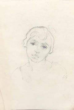Sketch woman portrait by Stephanie Guerzoni, croquis sur papier 26x37 cm