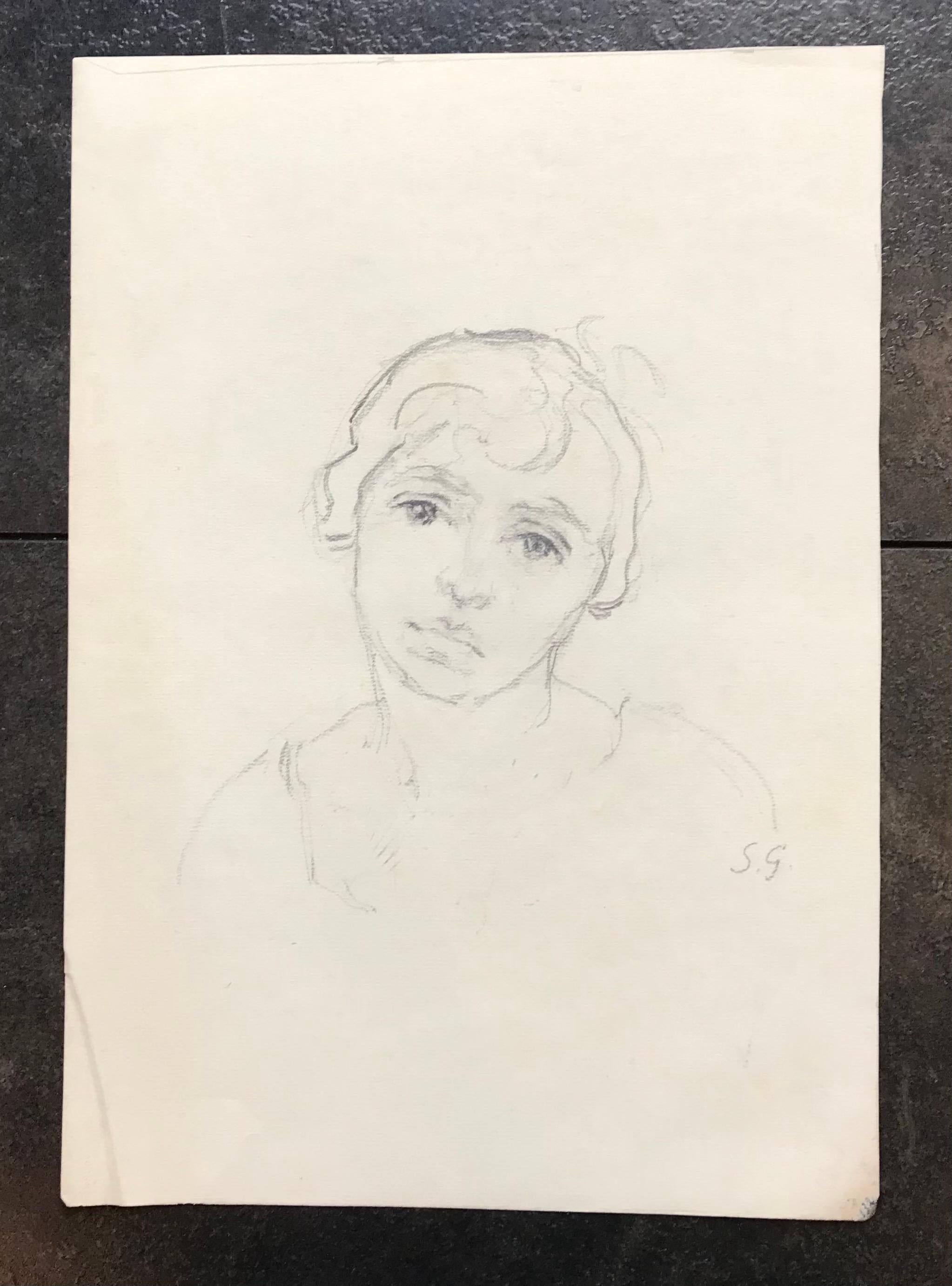 Sketch woman portrait by Stephanie Guerzoni - Sketch on paper 26x37 cm - Art by Stéphanie Guerzoni