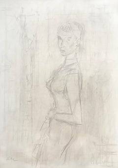 In evening dress by Henri Fehr - Sketch 50x70 cm