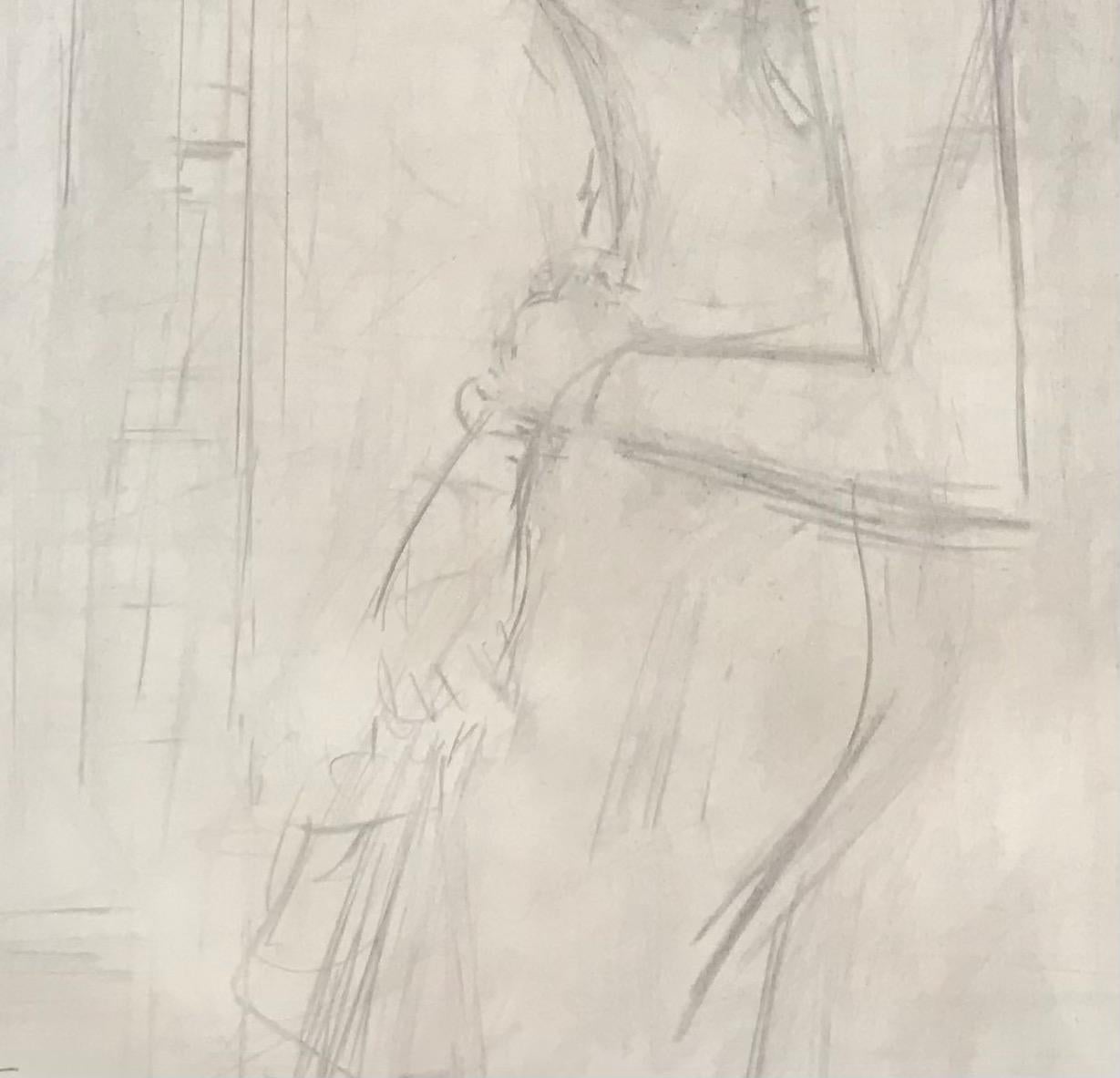 In evening dress by Henri Fehr - Sketch 50x70 cm For Sale 4
