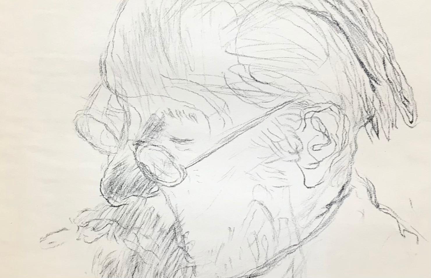 Portrait of a man by Hans Berger - Drawing 38x50 cm For Sale 3