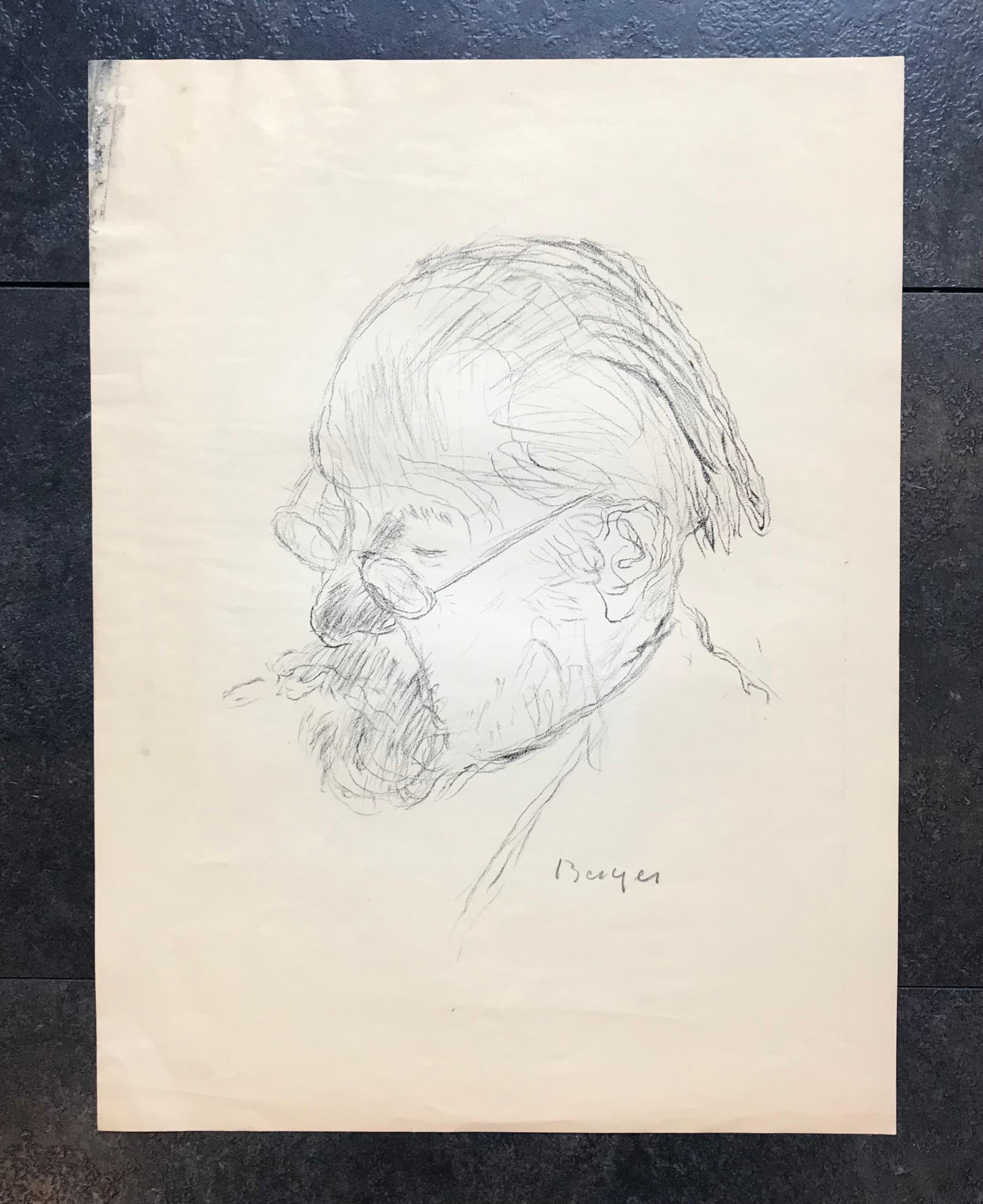 Portrait of a man by Hans Berger - Drawing 38x50 cm For Sale 1