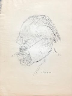 Antique Portrait of a man by Hans Berger - Drawing 38x50 cm