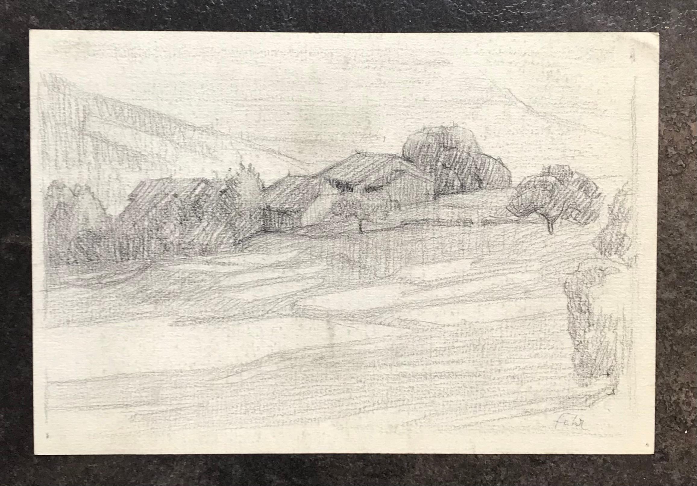 Landscape by Henri Fehr - Drawing 20x30 cm For Sale 1
