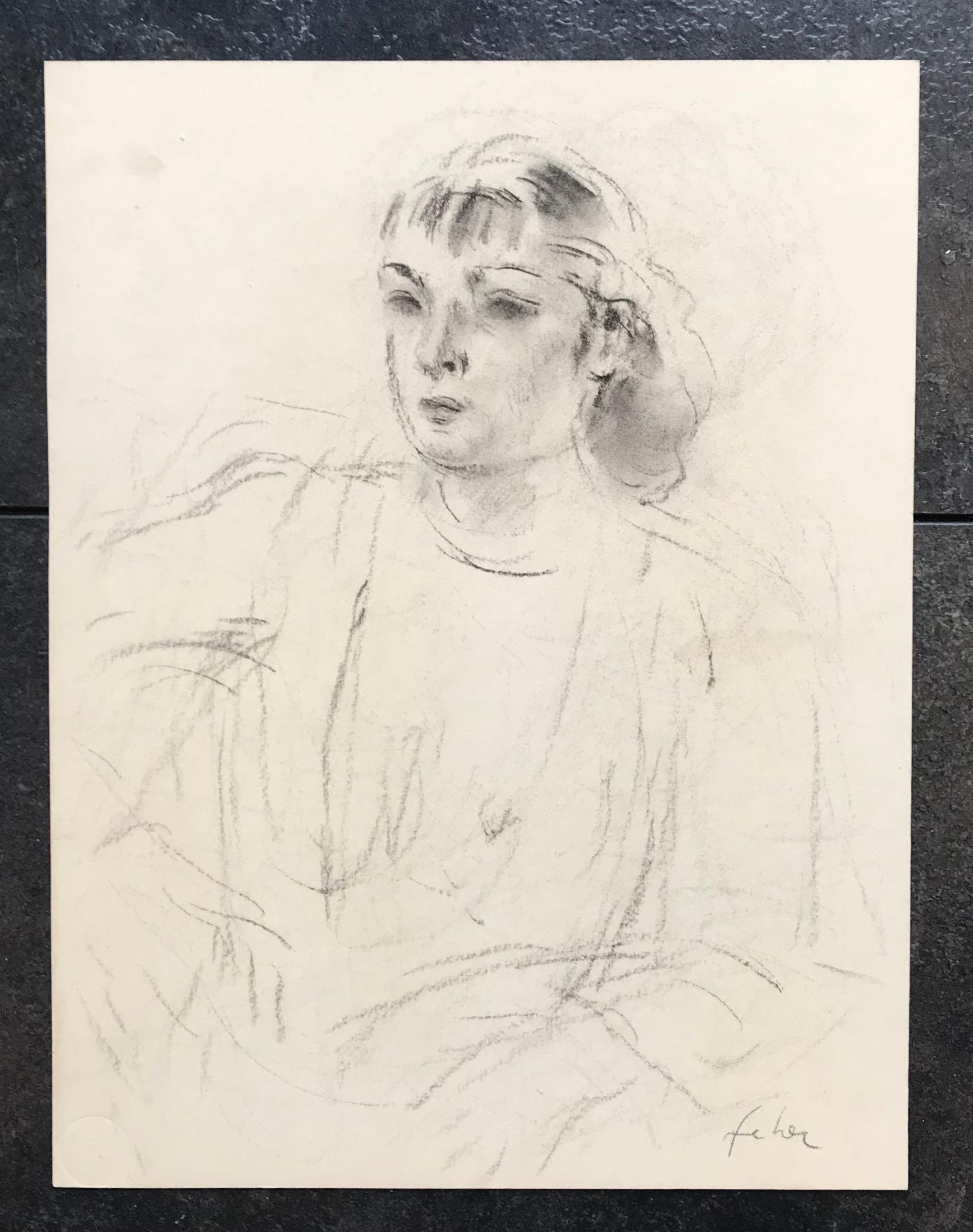 Young woman sitting - Art by Henri Fehr 