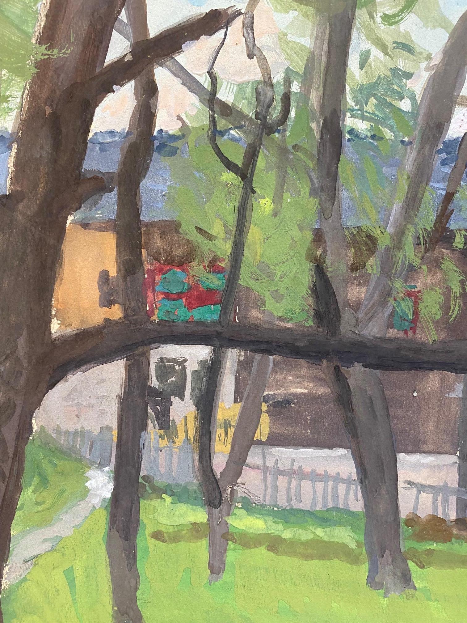 À travers les arbres by Henri Goetz - Gouache on paper 37x47 cm For Sale 4