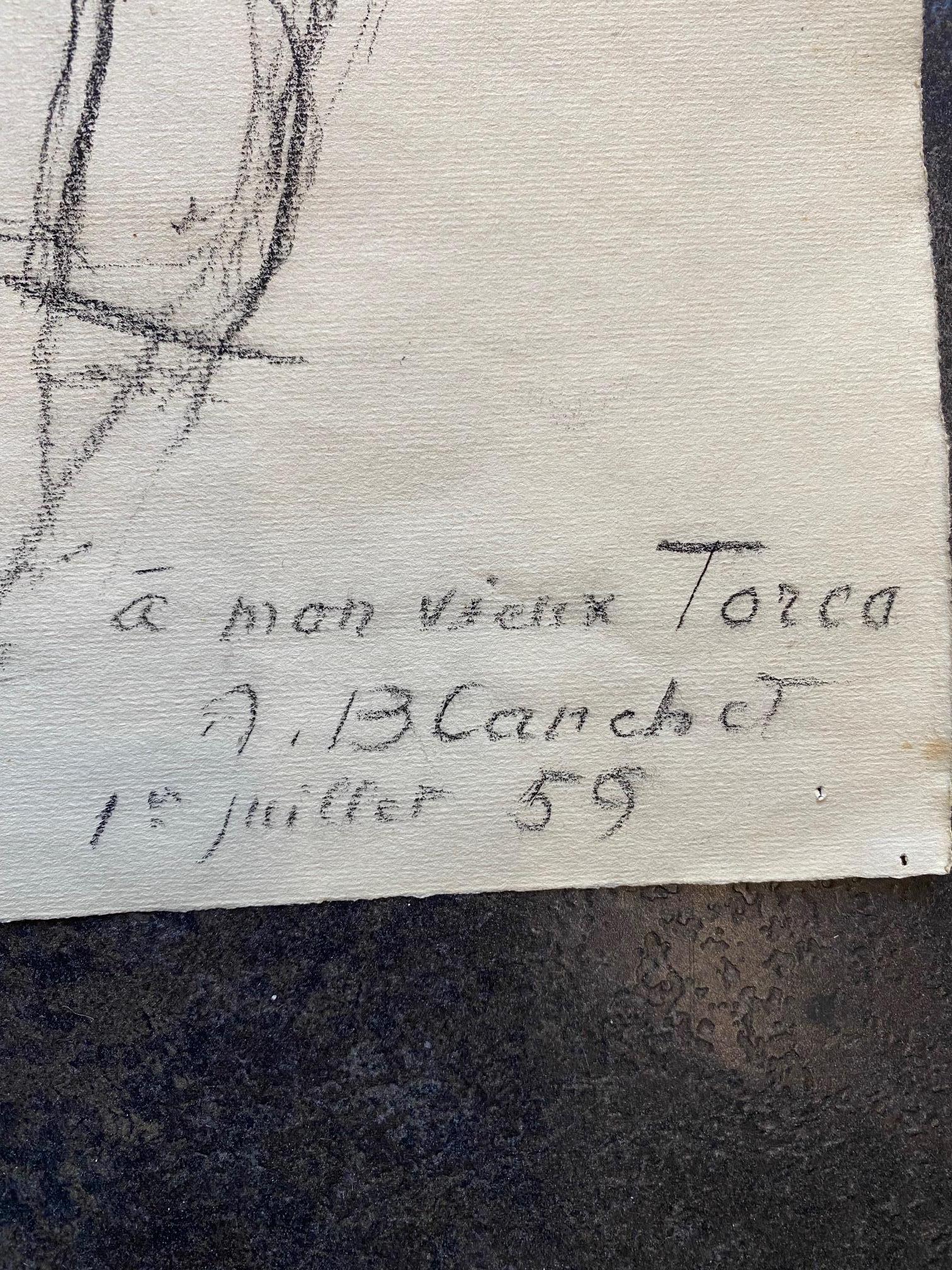 Portrait pour Torca by Alexandre Blanchet - Charcoal on paper 44x58 cm For Sale 3