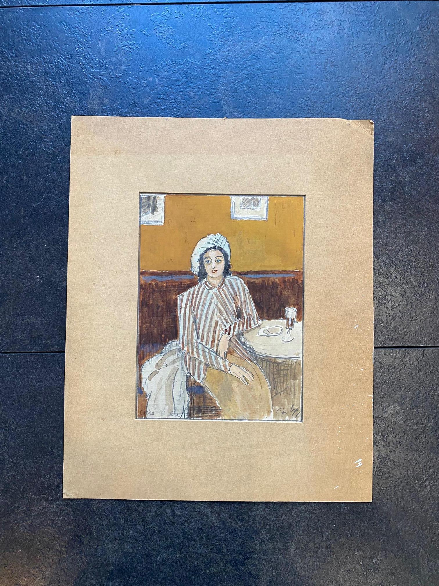 Aquarelle sur carton sans cadre 