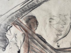 Sous le poids de la croix de Pierre-Eugène Vibert - Fusain 63x48 cm