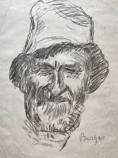 Vintage Portrait of a man by Hans Berger - Drawing 38x51 cm