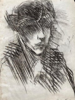 Dunkles Porträt von Otto Vautier - Holzkohle 48x35 cm