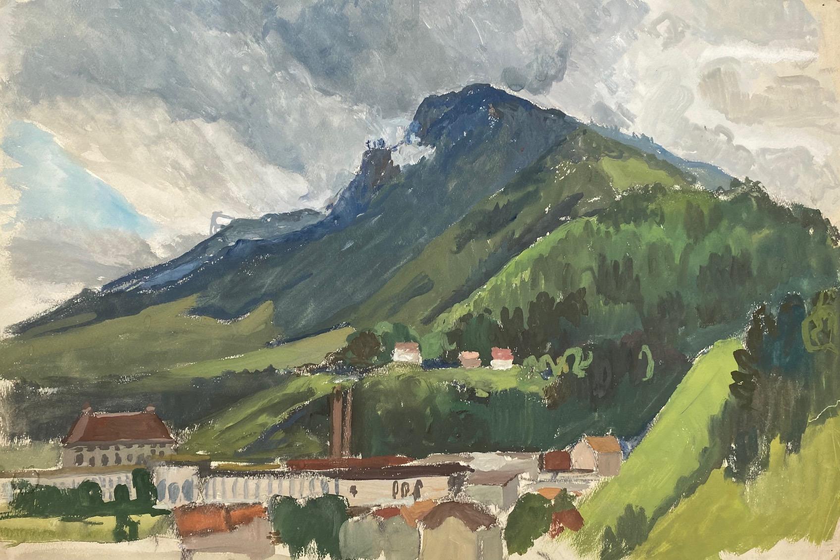 Isaac Charles Goetz Landscape Art – The valley von Charles Goetz - Aquarell 36x54 cm