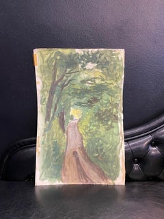 Path under the woods by Charles Goetz - Watercolor 37x56 cm