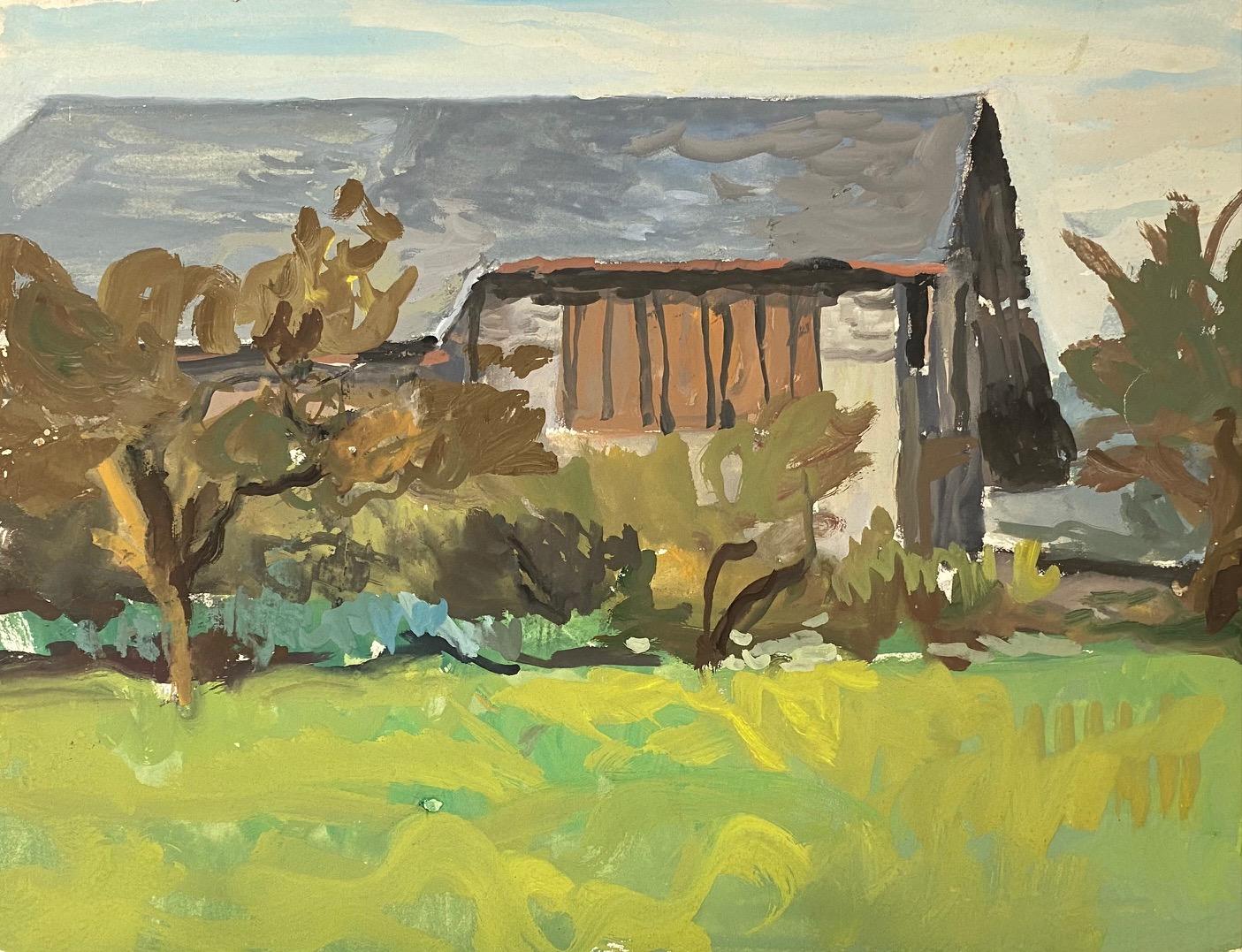 Farm view by Charles Goetz - Watercolor 27x34 cm