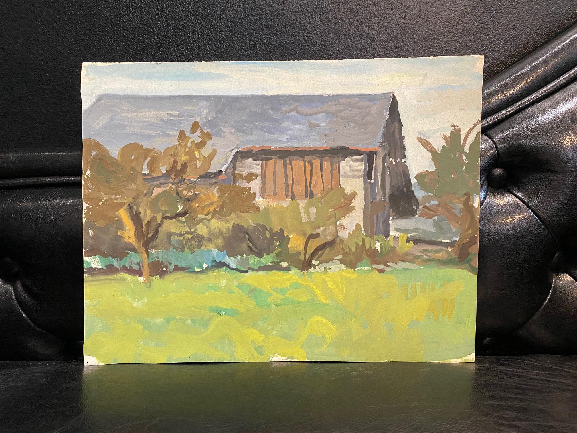 Vista de la granja de Charles Goetz - Acuarela 27x34 cm - Art de Isaac Charles Goetz