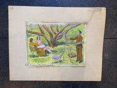 Famiglia Torcapel att. a Alexandre Blanchet - Disegno 14x20 cm