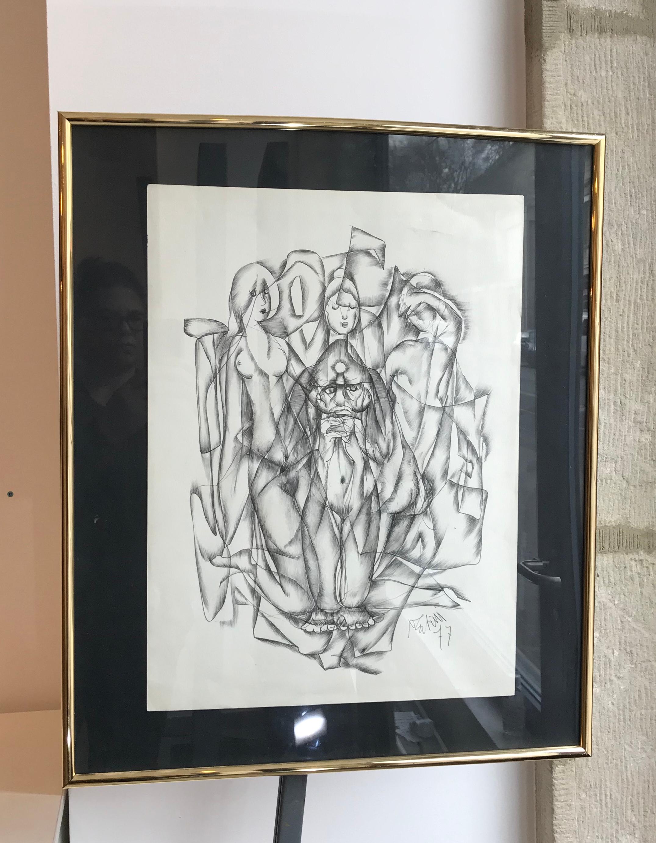 Vivaldo Martini: Die Versuchung des Heiligen Antonius (1977) – Zeichnung 36x49 cm im Angebot 1