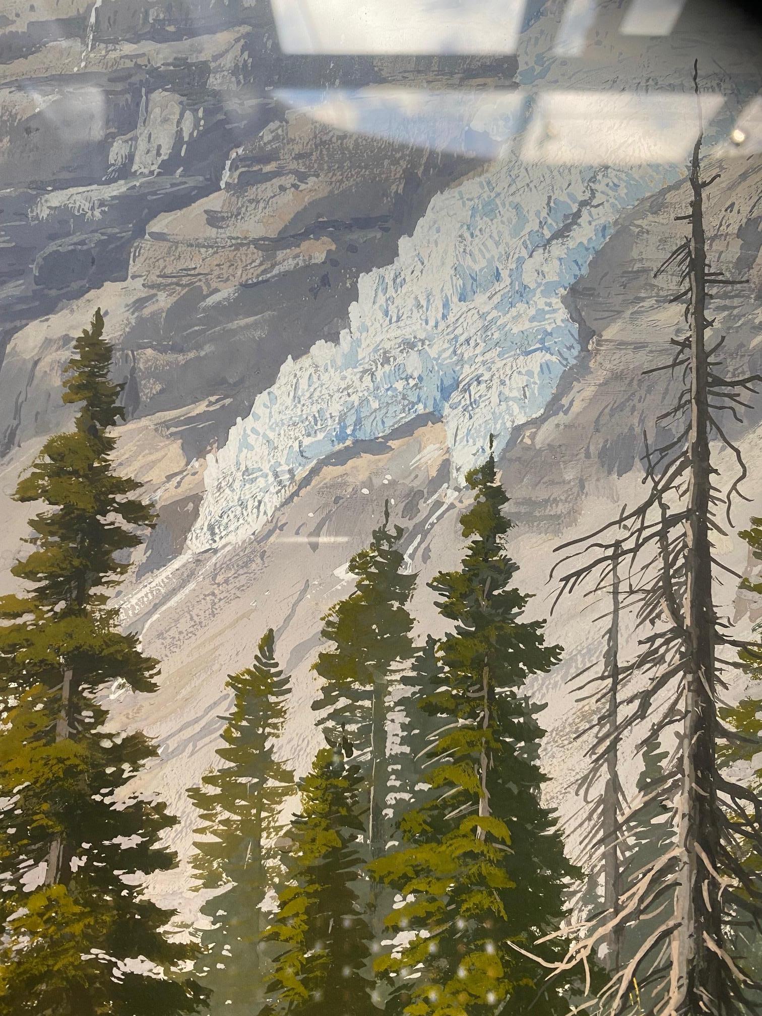 Glacier von Rudolf Reschreiter - Gouache auf Papier 35x50 cm im Angebot 3