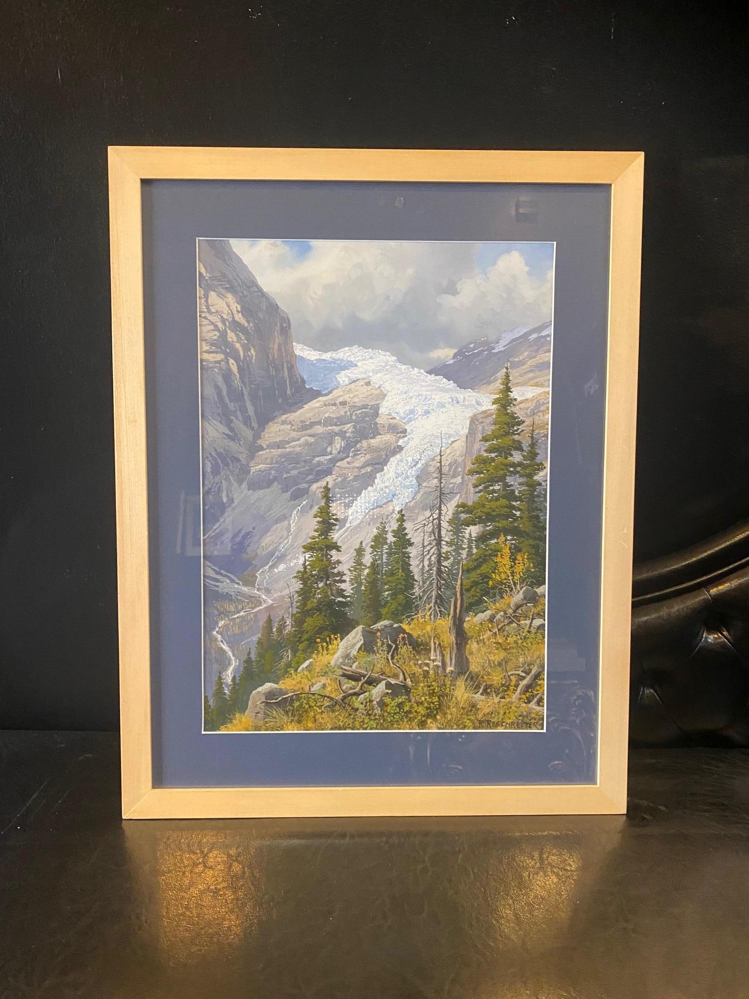 Glacier von Rudolf Reschreiter - Gouache auf Papier 35x50 cm im Angebot 6
