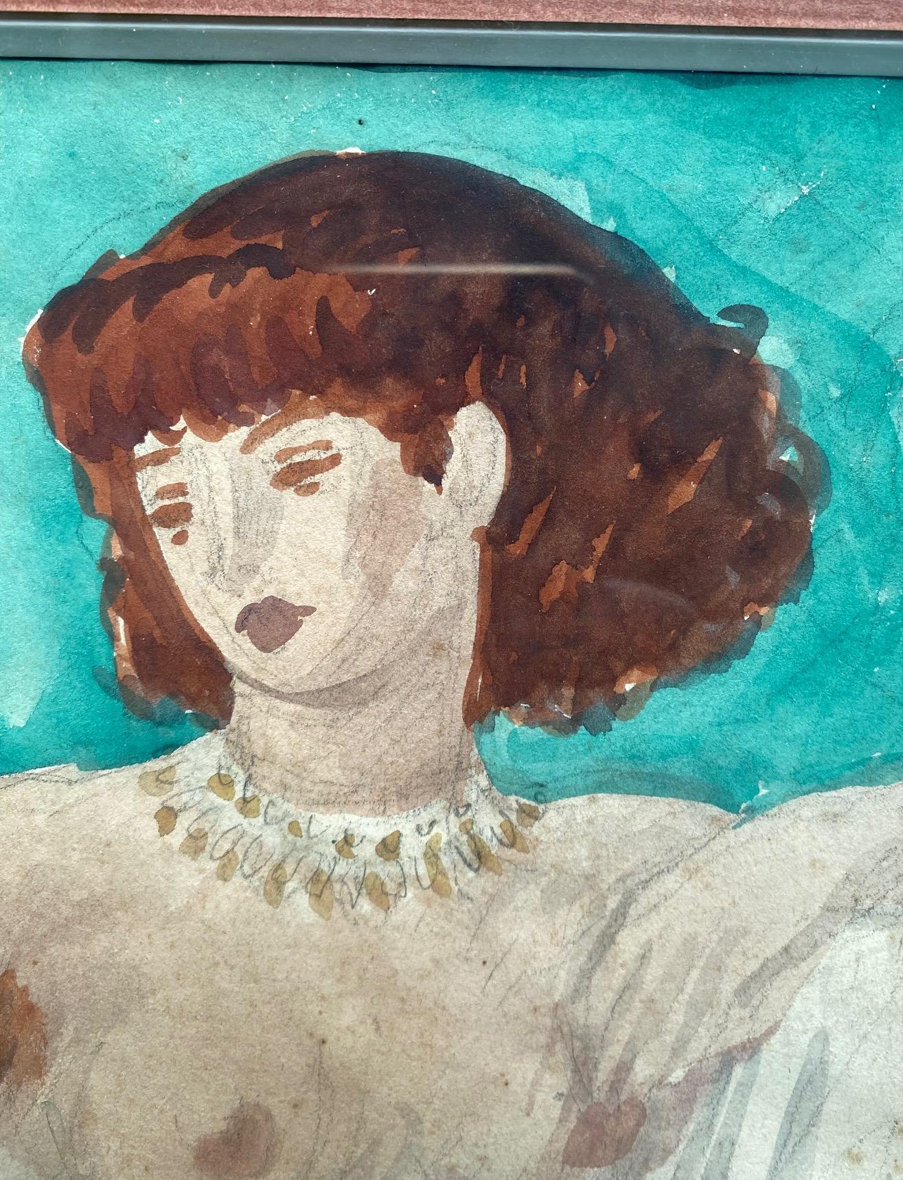 Female nude (1948) von Emile Chambon - Aquarell auf Papier 21x32 cm im Angebot 1