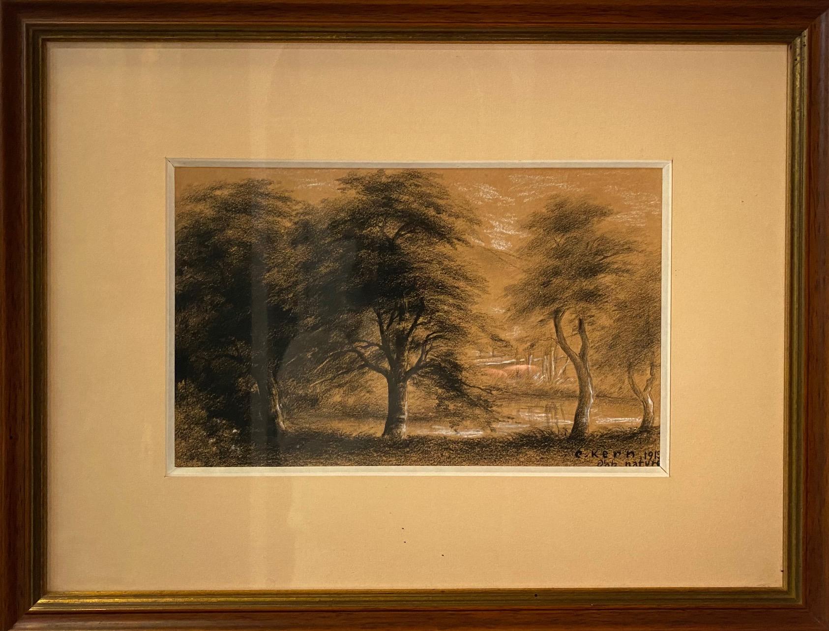 Nature by Charles Kern Fiedler - Pastels on paper 30x40 cm For Sale 1
